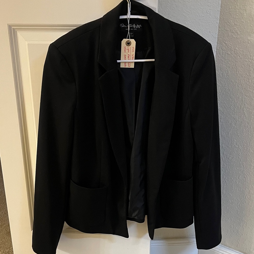 Black Women's Open-Front Blazer Jacket